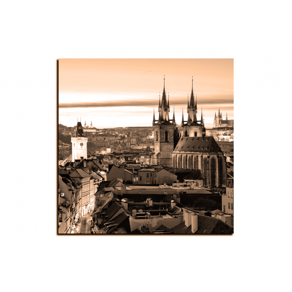 Obraz na plátně - Panoramatický pohled na starú Prahu - čtverec
